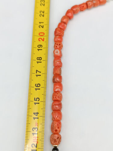 Collar Real Coral Rojo Natural A Contenedores Ónix Negro Plata Blanco 925 - Imagen 12 de 12