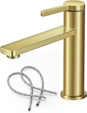 Brushed Gold Bathroom Sink Faucet  Modern Single Hole Single Handle Bathroom Fau
