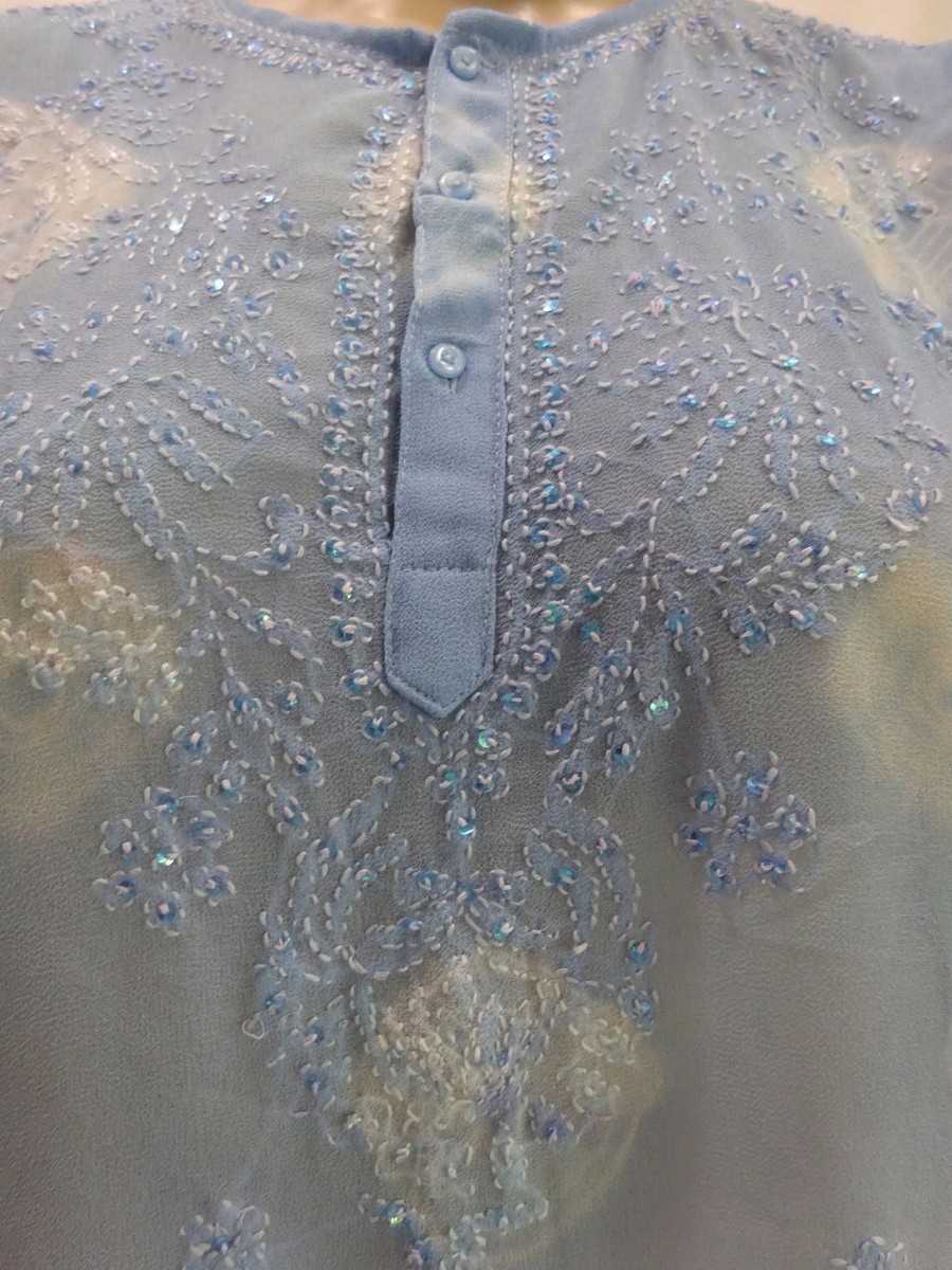 Geeta 42 Hand Crafted Dip Dye Embroidered Sheer Kurta One Size