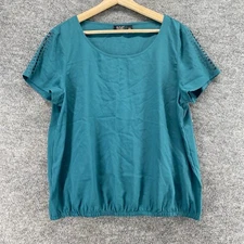 A New Approach T-Shirt Women PXL Petite Blue Short Sleeve Round Neck Casual