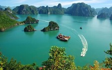 Landscape halong bay vietnam asia nature rocks Custom Gaming Mat Desk