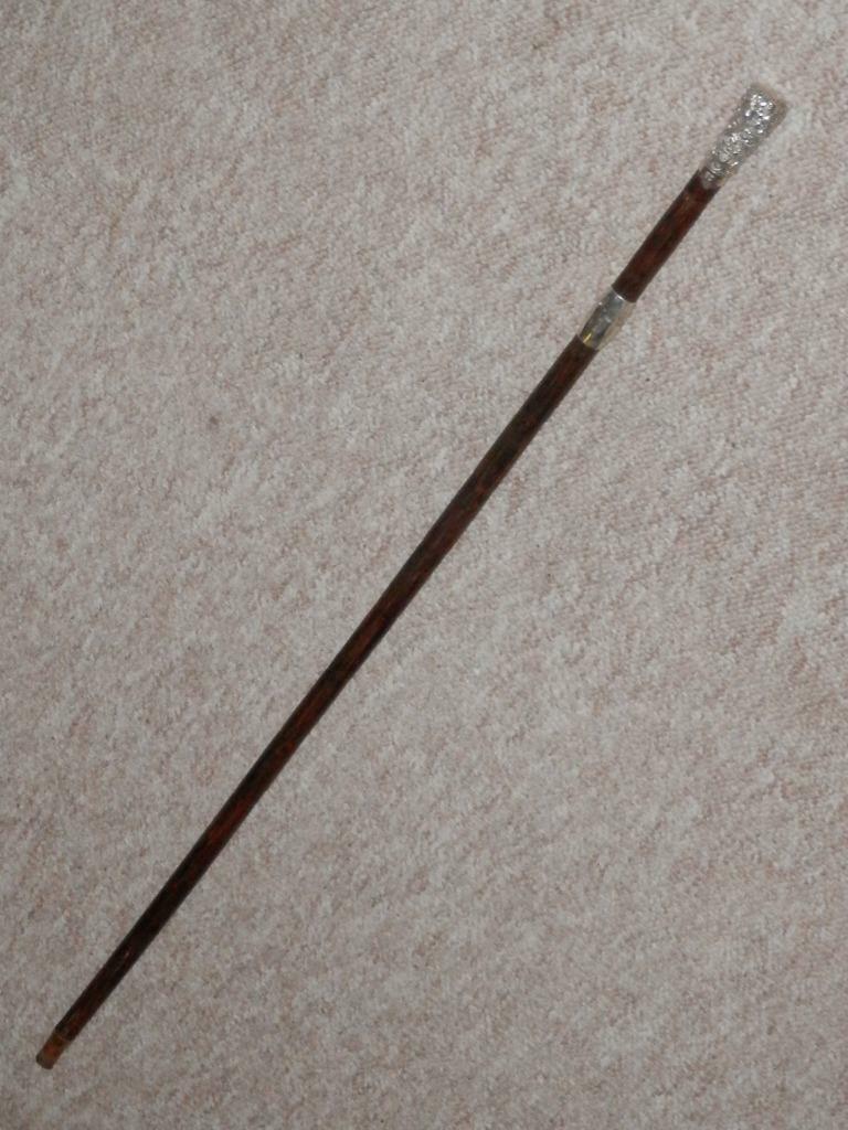 Military WW1 Partridge Drill Cane W/ Continental Silver Top & Collar