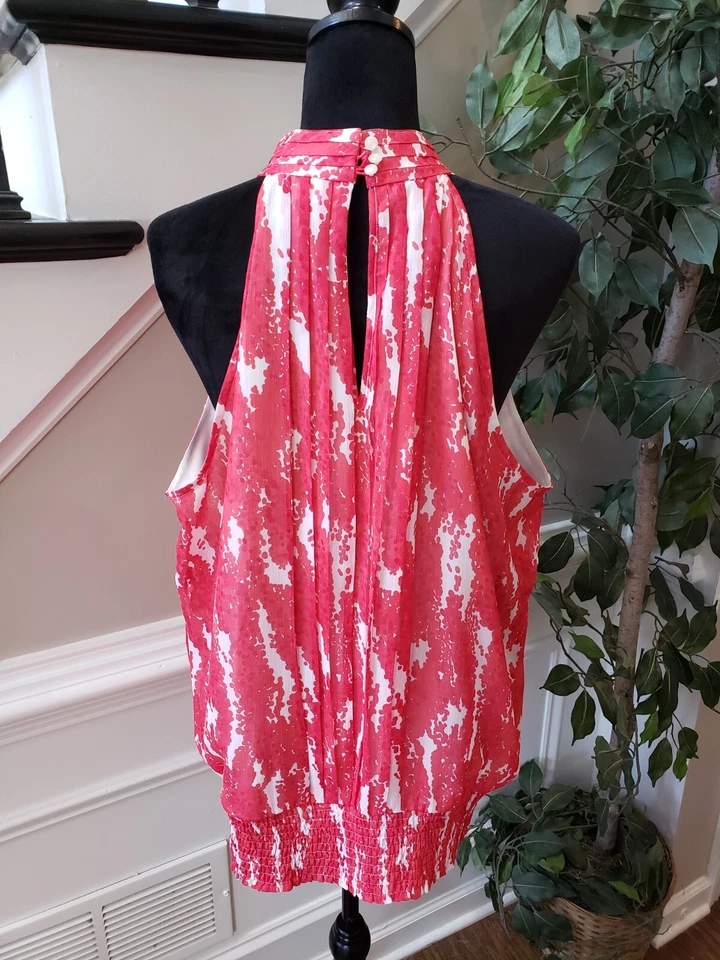 Cato Women's White Pink Polka Dot Ruffled Polyester Sleeveless Top Blouse 18/20W - Image 2 of 4