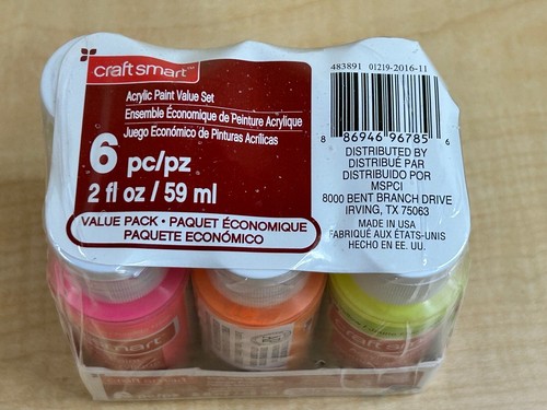Neon + Glow In Dark Craft Acrylic Paint Value Set of 6 Acrylic Value Pack NEW!