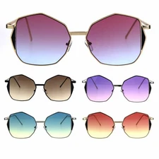 Womens Oceanic Gradient Octagon Retro Hippie Butterfly Sunglasses