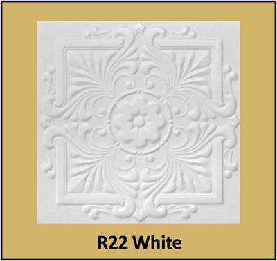 DIY Glue Up White Decorative Ceiling Tiles R22W Ultra Pure White Satin !