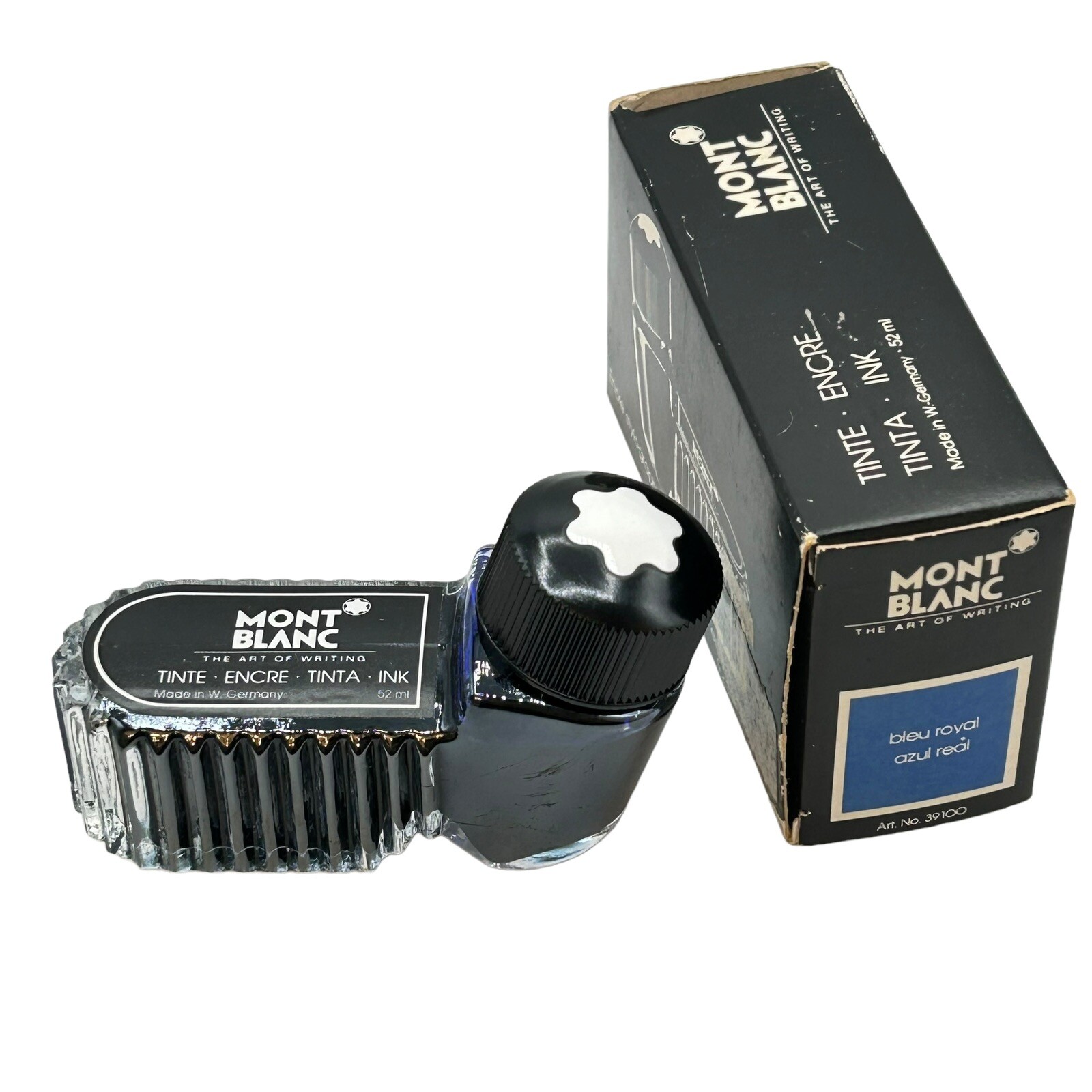 Vintage Mont Blanc Fountain Pen Ink Royal Blue Inkwell 52ml New In Box 1960s