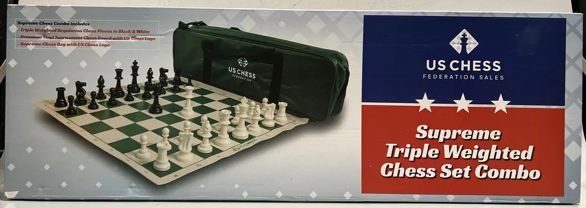  U.S. Chess Supreme Triple Weighted Chess Set Combo (Black) :  Toys & Games