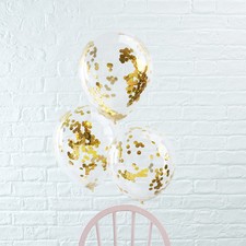 Luftballon Luftballons Konfetti gold (5 Stück) Hochzeit Geburtstag