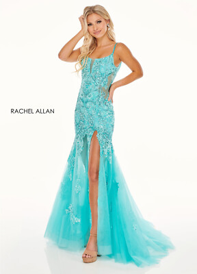 Authentic Rachel Allan 70275 Dress--Color: Aqua Green--Size:4-Prom Dress |  eBay