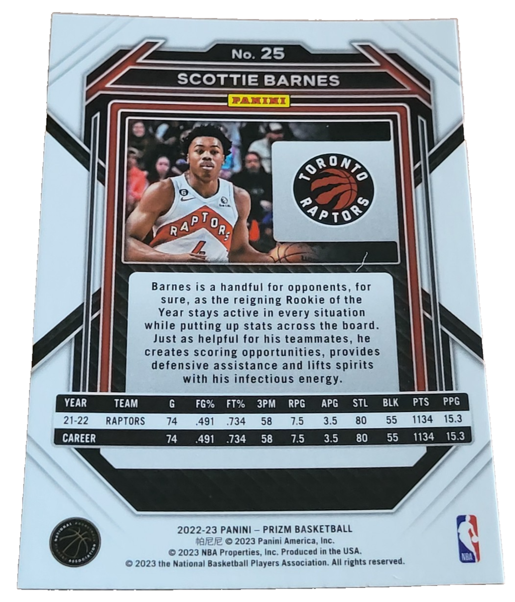 2023 Panini Silver Prizm Scottie Barnes #25 Toronto Raptors