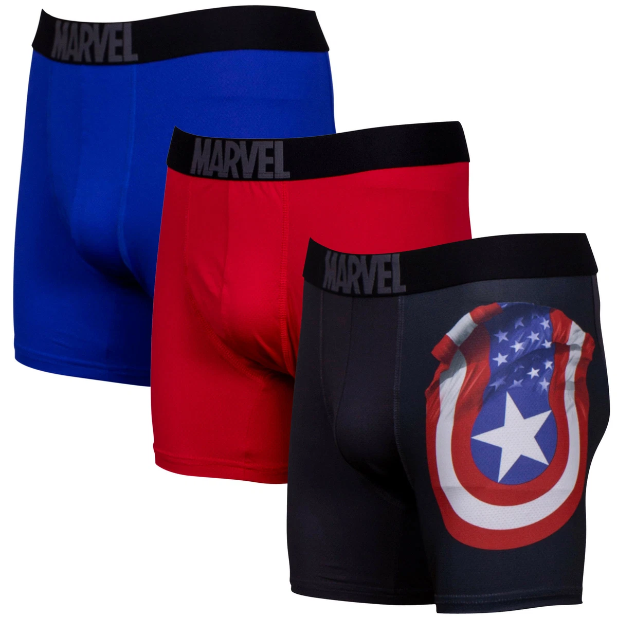 Captain America Performance Mesh Underwear Boxer Briefs 3 Pair