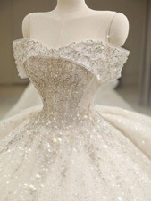 Princess Off the Shoulder Wedding Dresses Beaded Sequin Dress Bridal Gowns