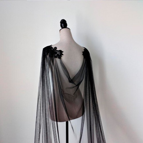 Bridal Veil Cape Shoulder Wedding Veils Tulle Cloak Brides Cathedral Long Lace - Picture 2 of 10