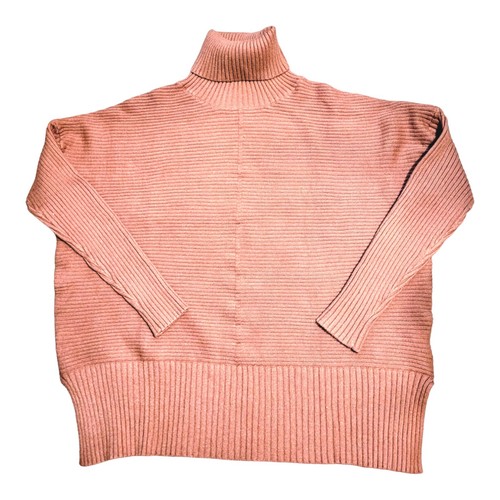 Turtleneck Sweater Women's Size M Mauve Horizontal Knit So Soft Teen Cozy Comfrt - Picture 2 of 8