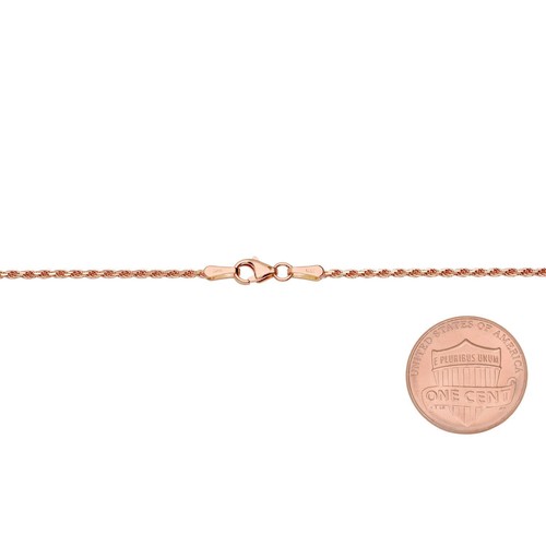 14k Solid Rose Gold Rope Chain Necklace 1mm-2mm Men's Women Size 16"-30" - Picture 5 of 7