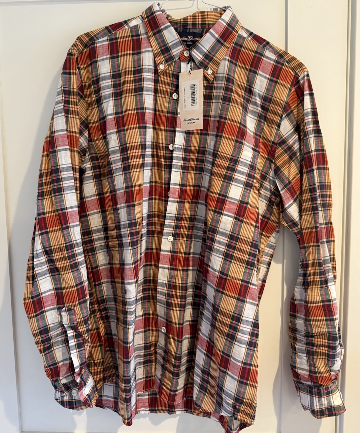 FILA Blazer canottaggio Madras camicia uomo abbottonata taglia large nuovo con etichette L