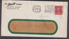 1938 cover The Barrett Company Philadelphia Parcel Post slogan jubilee cancel