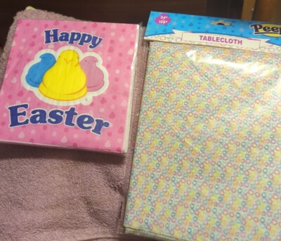 Peeps Pink Napkins Happy Easter & Tablecloth ( 54'' x 108'' ) New