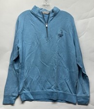 Peter Millar Mens Size M Blue Long Sleeve Perth Performance 1/4 Pullover Shirt
