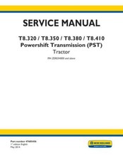 New Holland T8.320, T8.350, T8.380, T8.410 Powershift Pst Tractor Service Manual