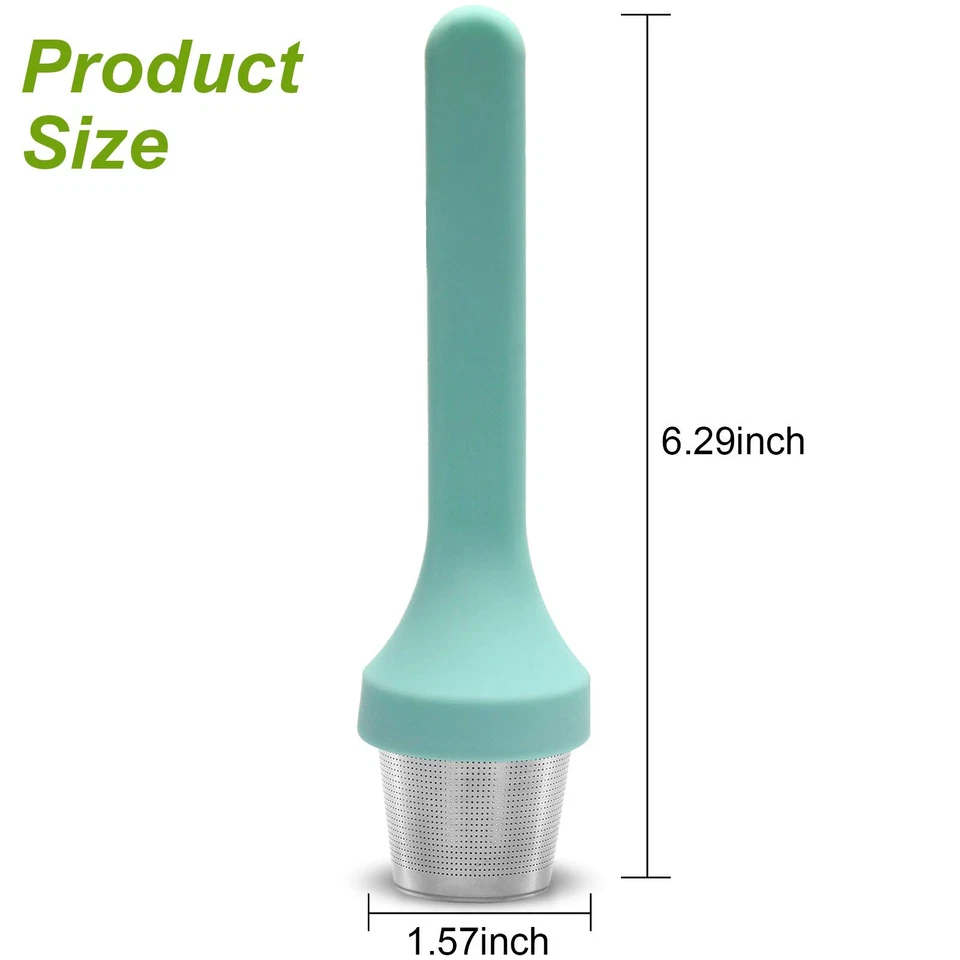 Infusor de té malla extra fina taza de té filtro mango de silicona acero inoxidable Foto 2 de 4