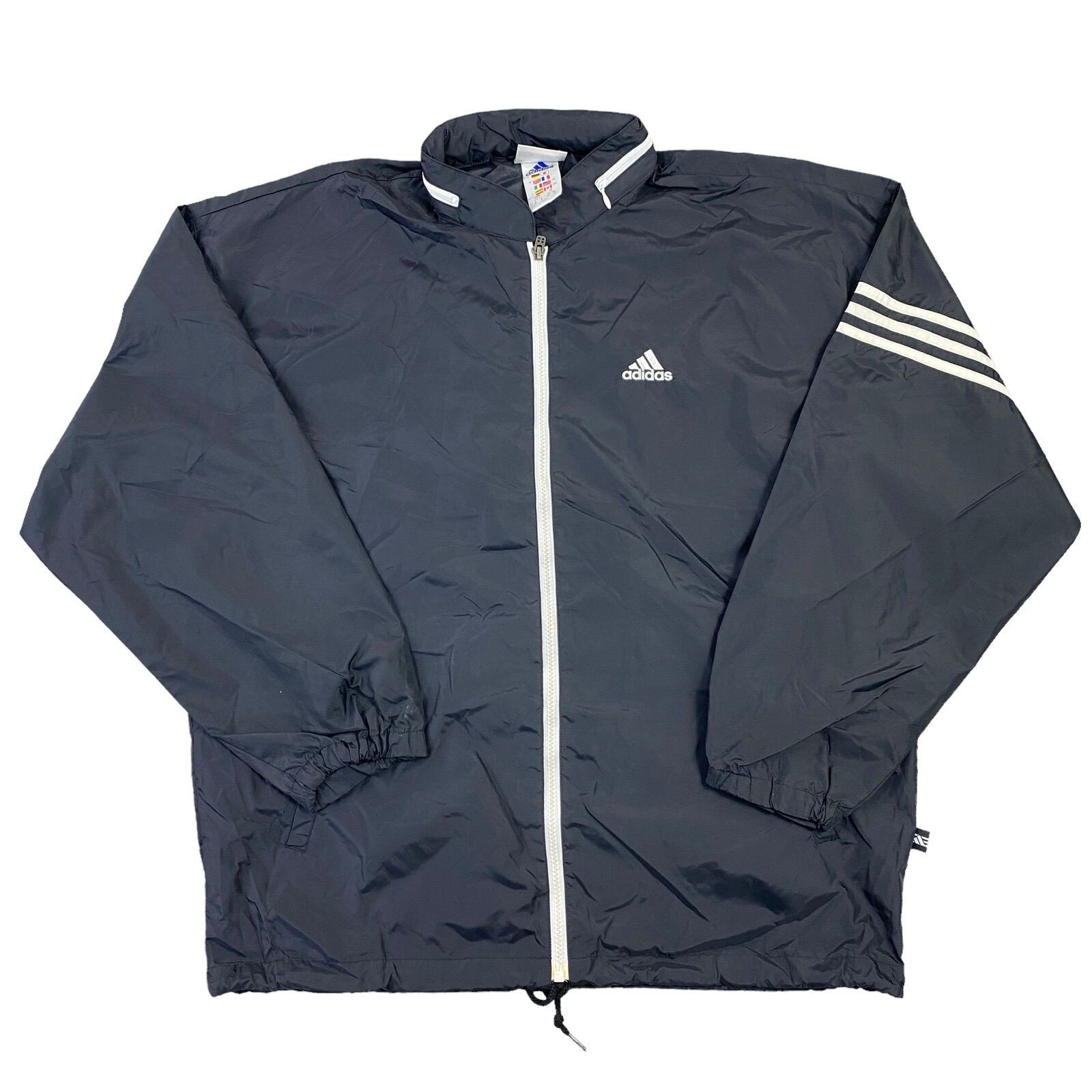 Vintage 90s Adidas Black Nylon Track Jacket for Men Size Medium