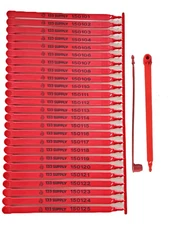 100 Red Plastic Truck Seals Trailer Security Seals Tamper Tags Numbered