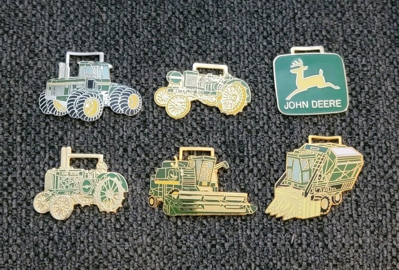 John Deere Watch Fob Lot Of 8 Pcs. Steam Engine