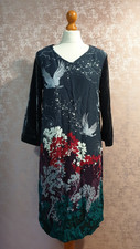 White Stuff Women’s Grey Floral Velvet 3/4 Sleeve Dress Size 8