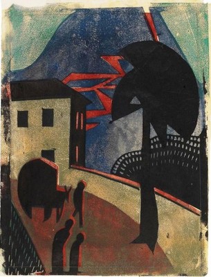 The Eruption Dorrit Black   1929 Art Print Modernist Linocut Expressionist