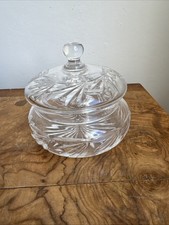 Vintage Cut Glass Trinket Dish for Dressing Table Or Sugar Bowl 14x12cm