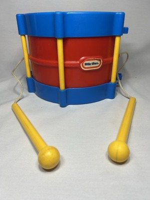 Vintage Little Tikes Toy Drum Red Blue Yellow Plastic Musical Drum Baby Einstein