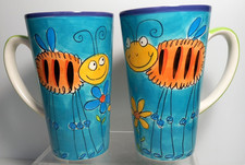 The Pier Tazze Vintage Ape Astratto Coppia Tazzine Caffè Grandi Altezza 15,5 cm Blu