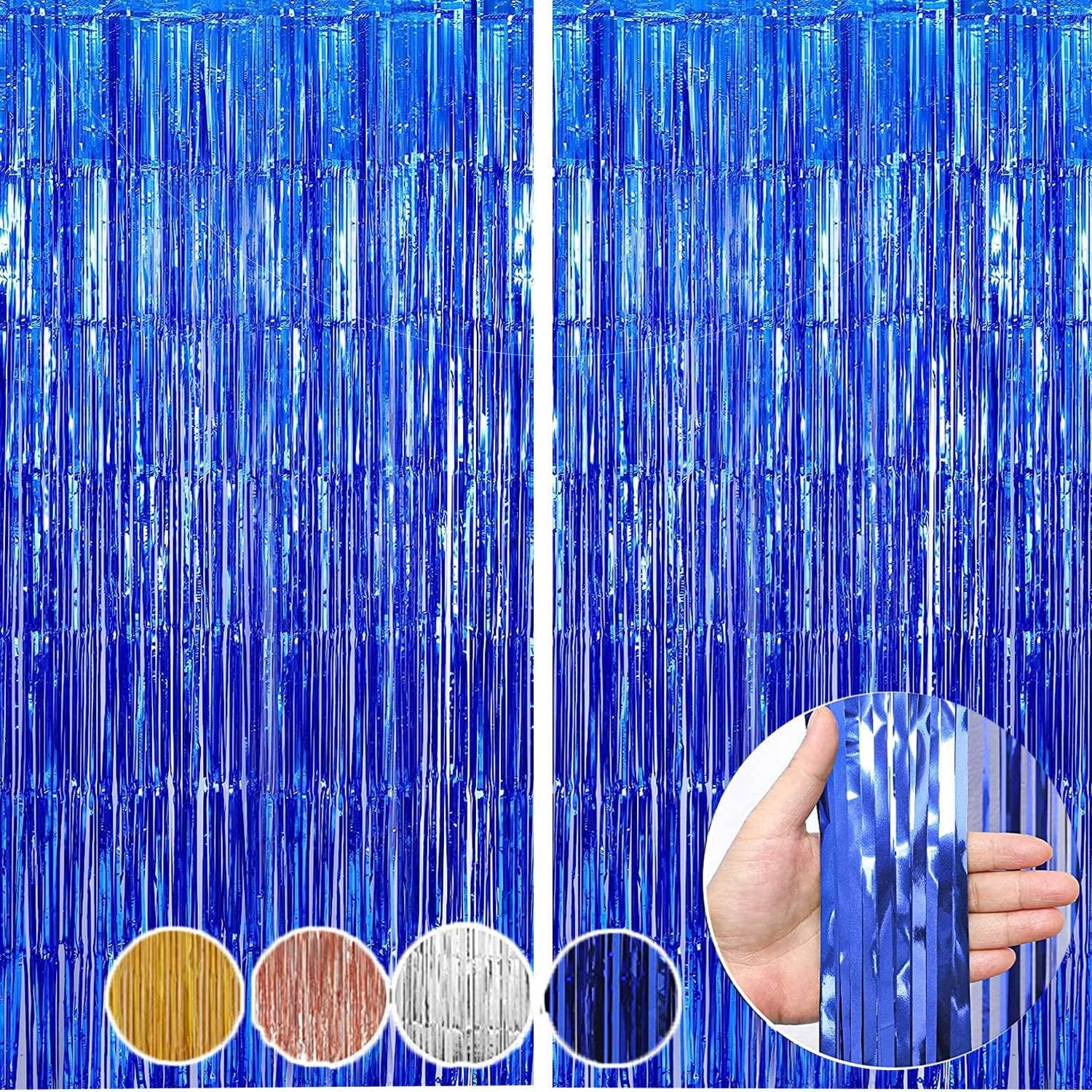 Foil Fringe Curtains Party Decorations, 2-Packs Tinsel Curtain Backdrop for Part