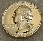 🟅 1960 PROOF 90% Silver Wash. Quarter 25¢