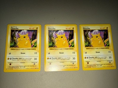 Pokémon TCG Base Set Shadowless Set Of 3 Pikachu