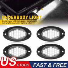 4X White LED Rock Lights Underbody Trail Rig Glow Lamp Offroad SUV Pickup Truck