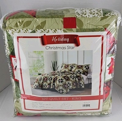 Holiday Collection Christmas Star Holiday 3 Pc. Quilt King Sz 106 x96 