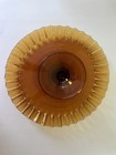 Art Glass Amber Cake Stand Pedestal Plate With Ruffle Ridge Edges 14” Handmade — photo 6