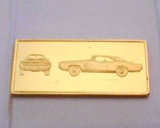 1968 Dodge Charger R/T Muscle Car 24k Gold & Sterling Silver 2g Bar 7/8