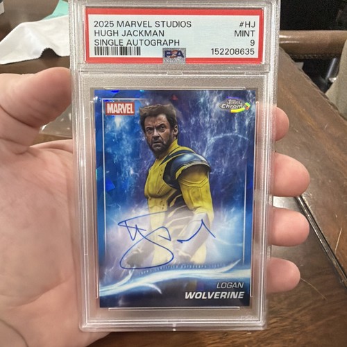 2025 Topps Chrome Marvel Studios Sapphire HUGH JACKMAN Wolverine Auto (PSA 9)