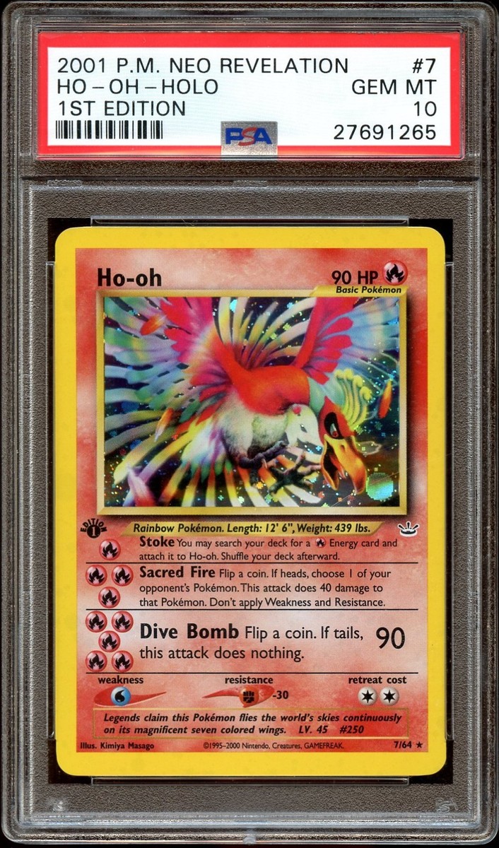 PSA 10 GEM MINT Ho-Oh 7/64 HOLO RARE Neo Revelation 1ST EDITION
