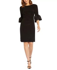 Adrianna Papell Black Bell Sleeve Jersey Sheath Dress Size 24W $139