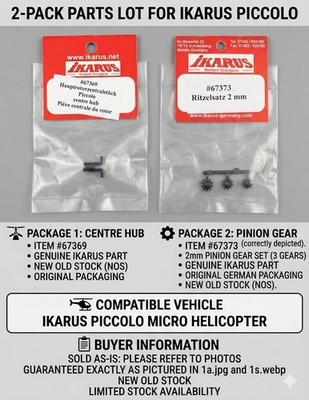 Ikarus Piccolo 67369 Main Rotor Center Hub & 67373 2mm Pinion Gear Set Lot
