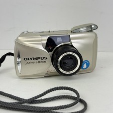 Vintage Olympus μ mju II Zoom 35mm Film Camera Silver Made In Japan Strap Nice