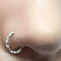 Gedrehter Draht Nasenring 8 Mm 925 Sterling Silber Nasencreolen Ohrring KöRpe...