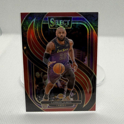 Select LeBron James Premier Level Red Prizm #111 Lakers /199 24-25