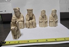 Isle of Lewis Resin Chess Piece Set, King, Queen, 2x Bishop, Knight
