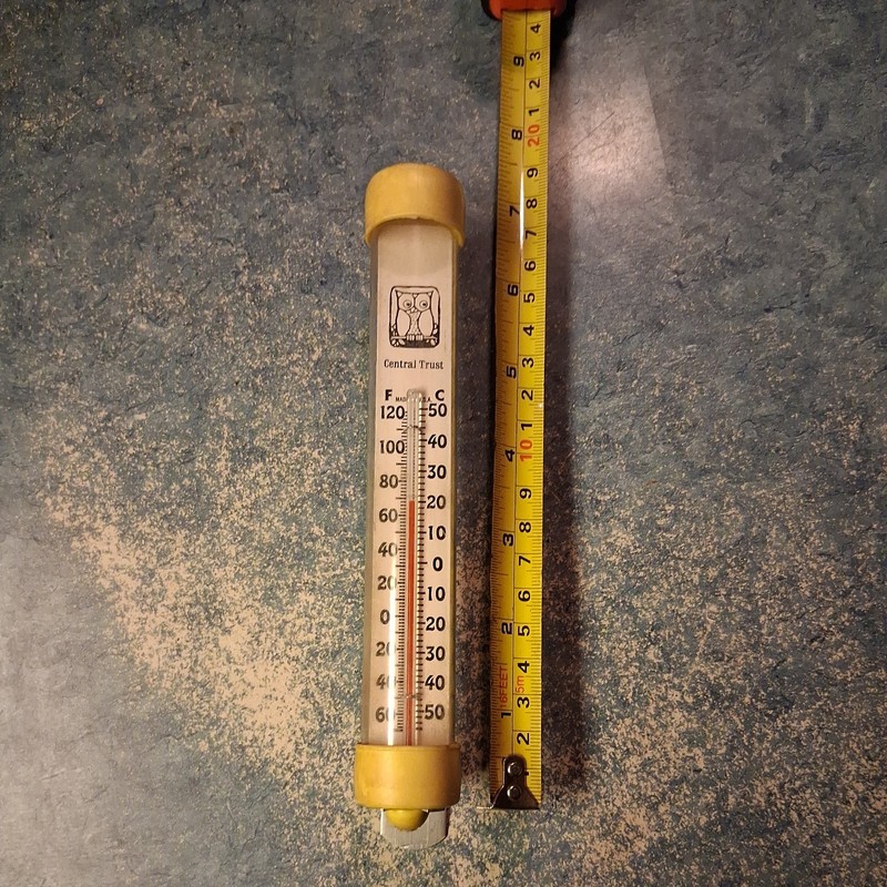 Vintage Advertisement Thermometer Central Trust Banking Owl Logo Made In USA